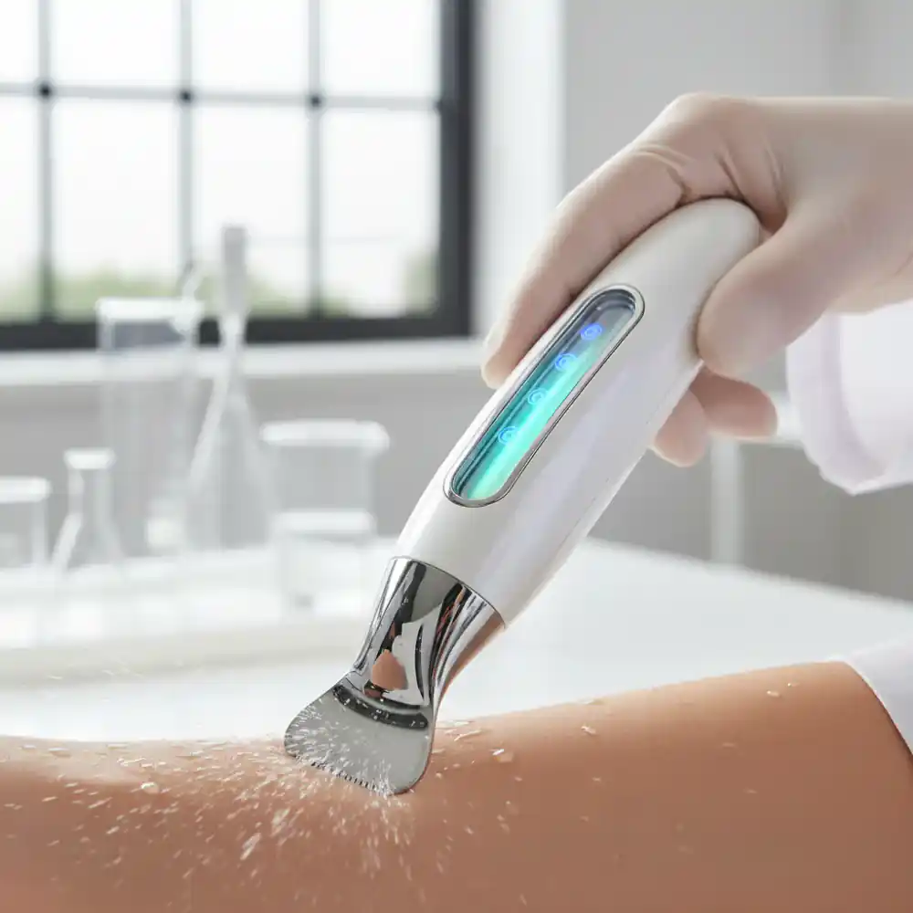 Ultrasonic skin scrubber spatula