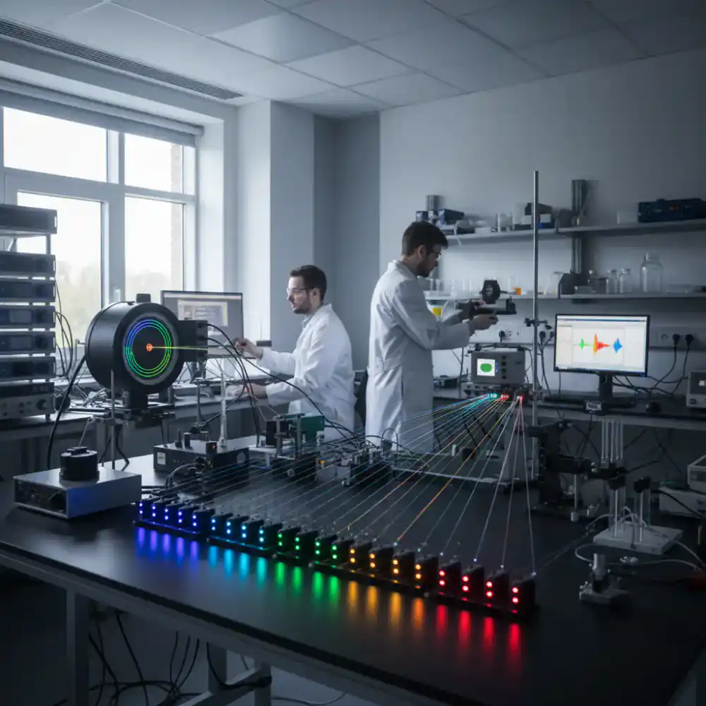 Laboratory setting testing LED light wavelengths